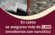 En cateose aseguran más de 1,600 envoltorios con narcótico