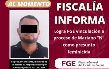Logra FGE vinculación a proceso de Mariano “N” como presunto feminicida
